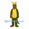 Dragon Mascot Costume in Olive Green with Yellow Horns and Spikes