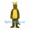 Dragon Mascot Costume in Olive Green with Yellow Horns and Spikes