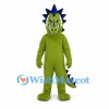 Dragon Mascot Costume in Green with Blue Crest and Back Spikes