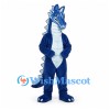 Dragon Mascot Costume in Blue with White Belly and Back Spikes