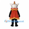 Chinese Lion Mascot Costume with Decorative Head and Red Cape