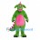 Dragon Mascot Costume in Green with Pink Belly and Back Spikes