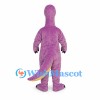 Dinosaur Mascot Costume in Purple with Yellow Belly and Black Claws