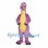 Dinosaur Mascot Costume in Purple with Yellow Belly and Black Claws