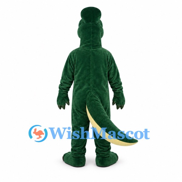 Dinosaur Mascot Costume in Dark Green with Cream Belly and Teeth