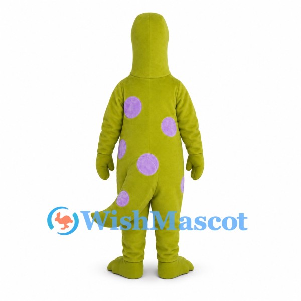 Dinosaur Mascot Costume in Olive Green with Lavender Spots