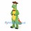 Dinosaur Mascot Costume in Green with Brown Hat and Bow Tie