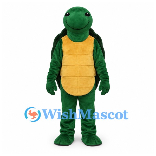 Turtle Mascot Costume in Green with Segmented Tan Belly