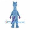 Dragon Mascot Costume in Blue with Purple Spots and Bow Tie