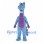 Dragon Mascot Costume in Blue with Purple Spots and Bow Tie