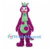 Dragon Mascot Costume in Magenta with Green Belly and Horns