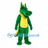 Dragon Mascot Costume in Green with Yellow Ears and Back Spikes