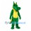 Dragon Mascot Costume in Green with Yellow Ears and Back Spikes