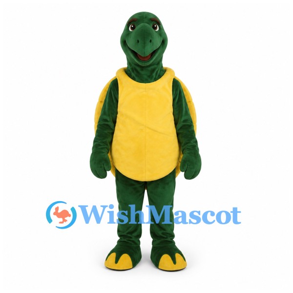Turtle Mascot Costume in Green with Yellow Front and Shell