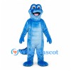 Dinosaur Mascot Costume in Blue with Pale Segmented Belly