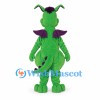 Dragon Mascot Costume in Green with Purple Spots and Small Wings