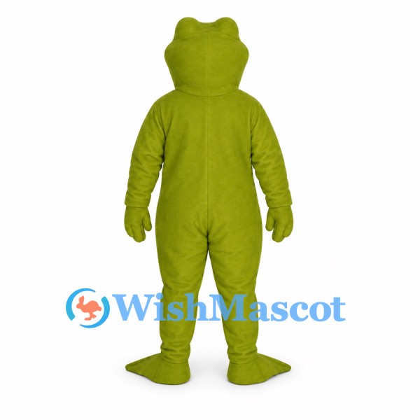 Frog Mascot Costume in Olive Green with Wide Smiling Mouth