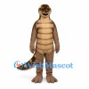 Dinosaur Mascot Costume in Brown with Tan Belly and Yellow Tail Spots