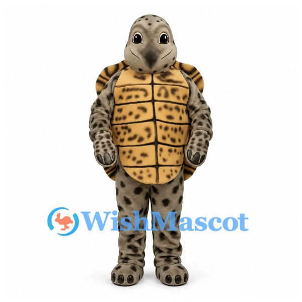 Turtle Mascot Costume with Patterned Brown Shell and Spotted Limbs