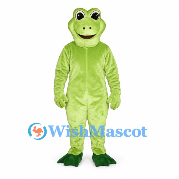 Frog Mascot Costume in Pale Green with Large Round Eyes