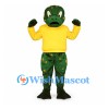 Lizard Mascot Costume with Yellow Shirt and Spotted Green Body