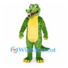 Crocodile Mascot Costume in Green with Yellow Belly and Toes