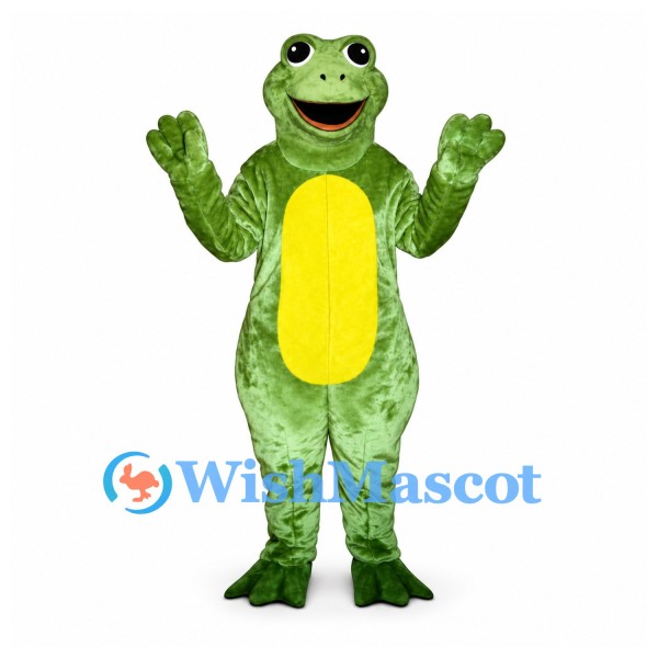Frog Mascot Costume in Green with Bright Yellow Belly