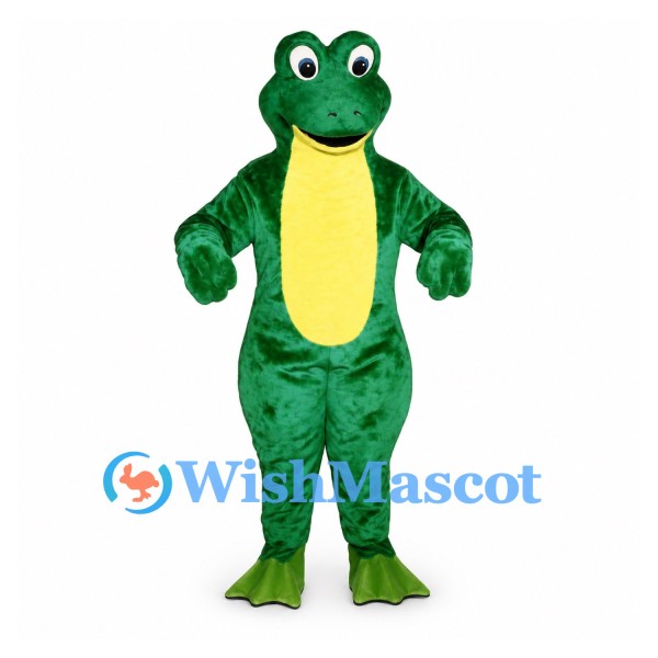 Frog Mascot Costume in Dark Green with Cream Belly