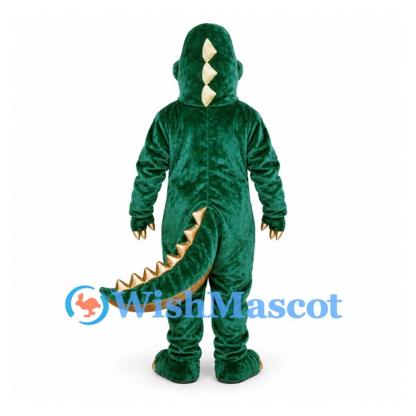 Crocodile Mascot Costume in Dark Green with Tan Belly and Spines