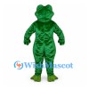 Frog Mascot Costume in Dark Green with Wide Black Mouth