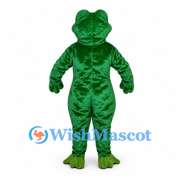 Frog Mascot Costume in Dark Green with Wide Black Mouth
