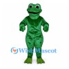 Frog Mascot Costume in Dark Green with Wide Black Mouth