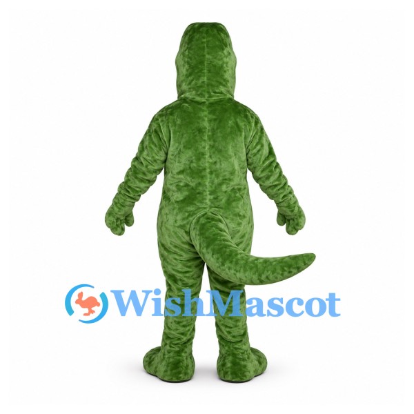 Crocodile Mascot Costume in Green with Orange Segmented Belly