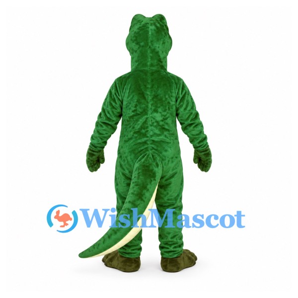 Dinosaur Mascot Costume in Green with Cream Belly and Brown Feet