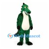 Crocodile Mascot Costume in Dark Green with Cream Belly and Black Spines