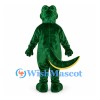 Crocodile Mascot Costume in Green with Yellow Belly and Curved Tail