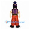 Genie Mascot Costume with Purple Vest and Red Patterned Pants