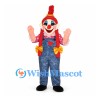 Clown Mascot Costume with Red Hair and Blue Overalls