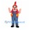 Clown Mascot Costume with Red Hair and Blue Overalls