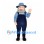 Farmer Mascot Costume with Gray Beard and Blue Overalls