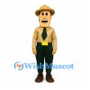 Park Ranger Mascot Costume with Tan Shirt and Green Tie