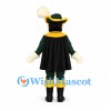 Musketeer Mascot Costume with Green Uniform and Black Cape