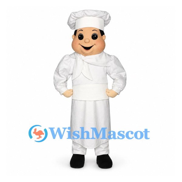Chef Mascot Costume with White Uniform and Apron