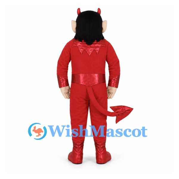 Devil Mascot Costume with Red Suit and Horned Head
