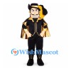 King Mascot Costume with Black Suit and Gold Cape