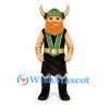 Viking Mascot Costume with Orange Beard and Green Helmet