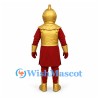 Knight Mascot Costume with Gold Armor and Red Tunic