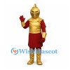 Knight Mascot Costume with Gold Armor and Red Tunic