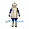 Knight Mascot Costume with Silver Armor and Blue Tunic