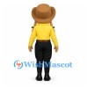 Cowgirl Mascot Costume with Yellow Shirt and Brown Hat